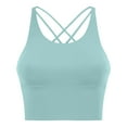 thumbnail image 1 of Ohufall Workout Tank Bras for Women Plus Size Summer Solid Color Wirefree Back Beauty Strappy Yoga Bra Stretch Breathable Gathering Full Coverage Sport Bra, 1 of 4