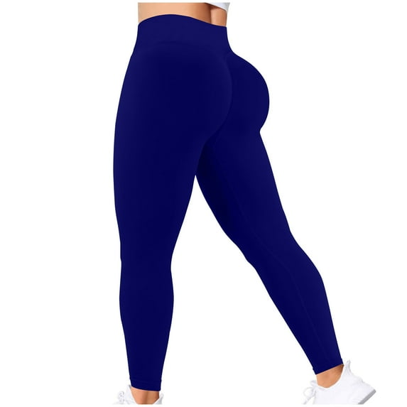 Ohufall Yoga Leggings for Women Stretch Slim Fit Hip Lifting Workout Yoga Pant Fashionable Solid High Waist Seamless Gym Sport Legging Pant