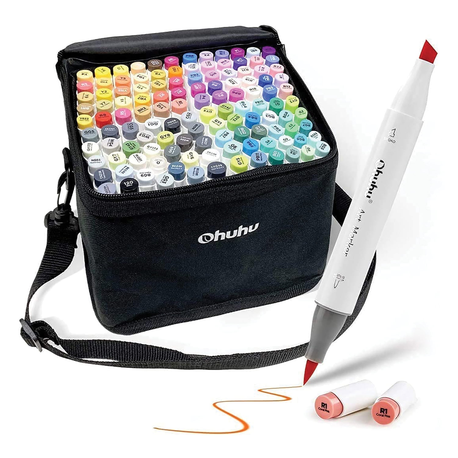Ohuhu 120 Colors Dual-Tip Brush-and-Chisel Alcohol-Based Art Markers +1  Blender 