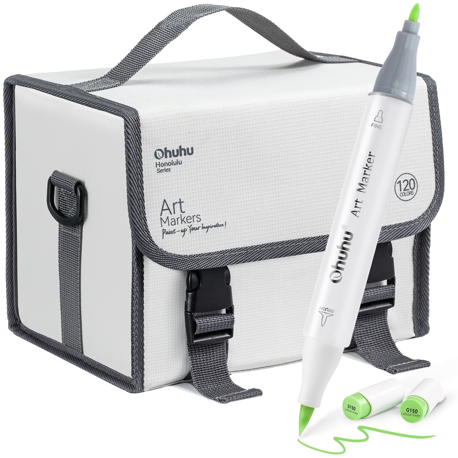 Ohuhu 120 Unique Colors BrushandFine Dual Tips AlcoholBased Markers+