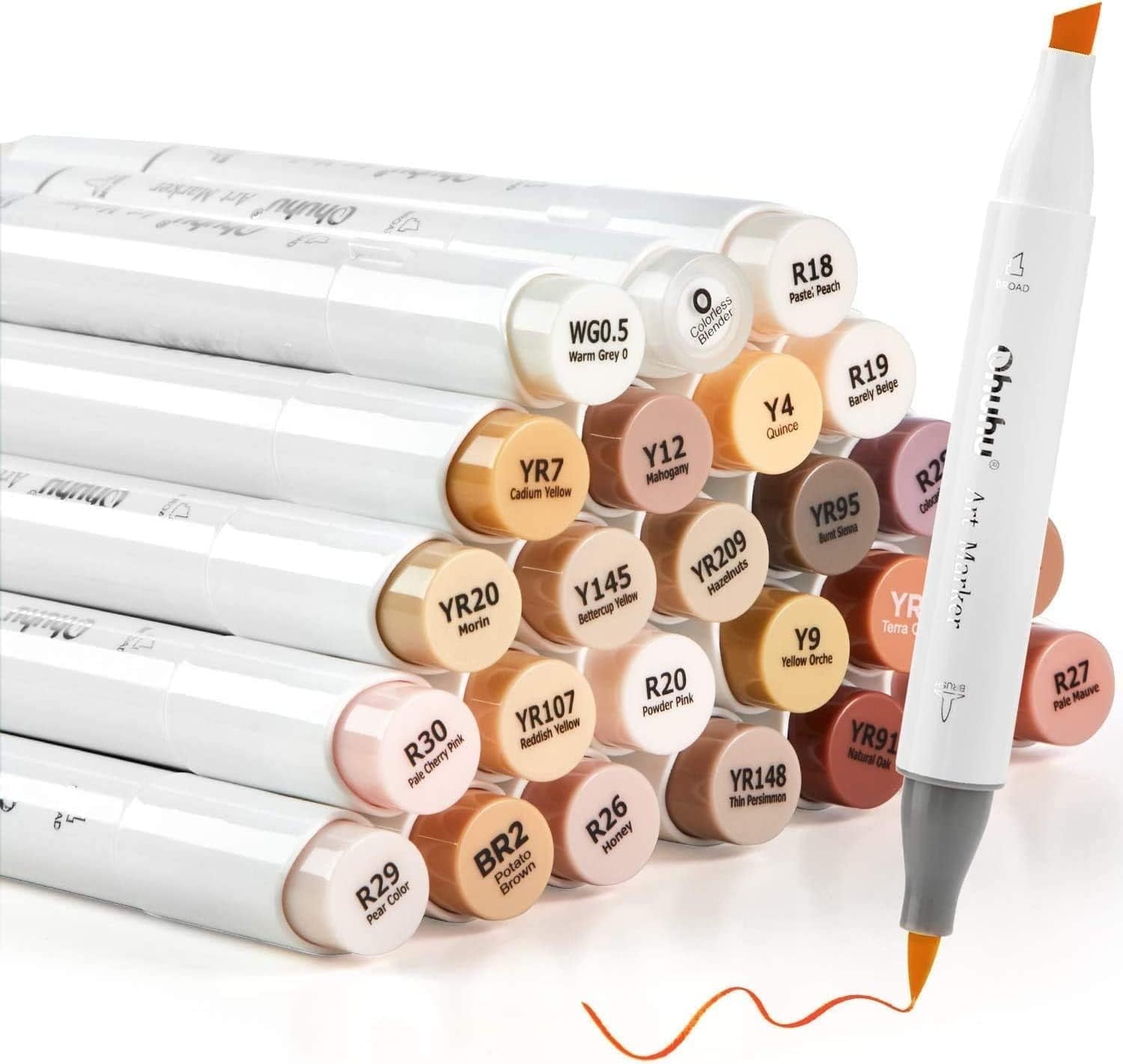 Ohuhu Alcohol Markers 24 Skin Tone Set, Chisel & Brush Tips, Honolulu Series, Refillable for Artists & Coloring