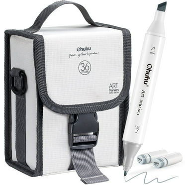 Ohuhu 36 Grey-Tone Colors Fine & Chisel Dual Tips Alcohol-Based Art Markers + 1 COLORLESS BLENDER
