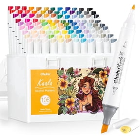 Ohuhu Alcohol-Based Markers, 108 Colors, Dual Tips Fine & Slim Broad, Refillable Art Markers for Drawing & Coloring- Kaala