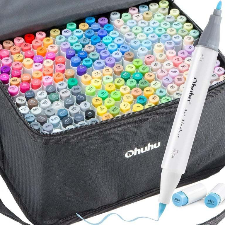 【ふるさと割】 Ohuhu Fine & Brush Tipped Double 216-color Markers Alcohol 工芸品