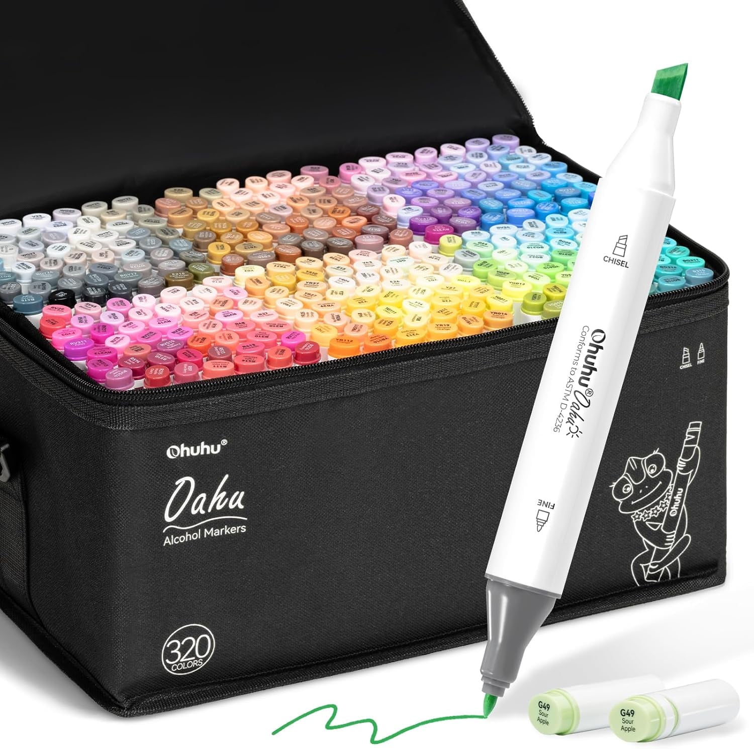 Ohuhu 320色 Ohuhu Alcohol Markers 320 Colors - Chisel & Fine Double Tipped Art