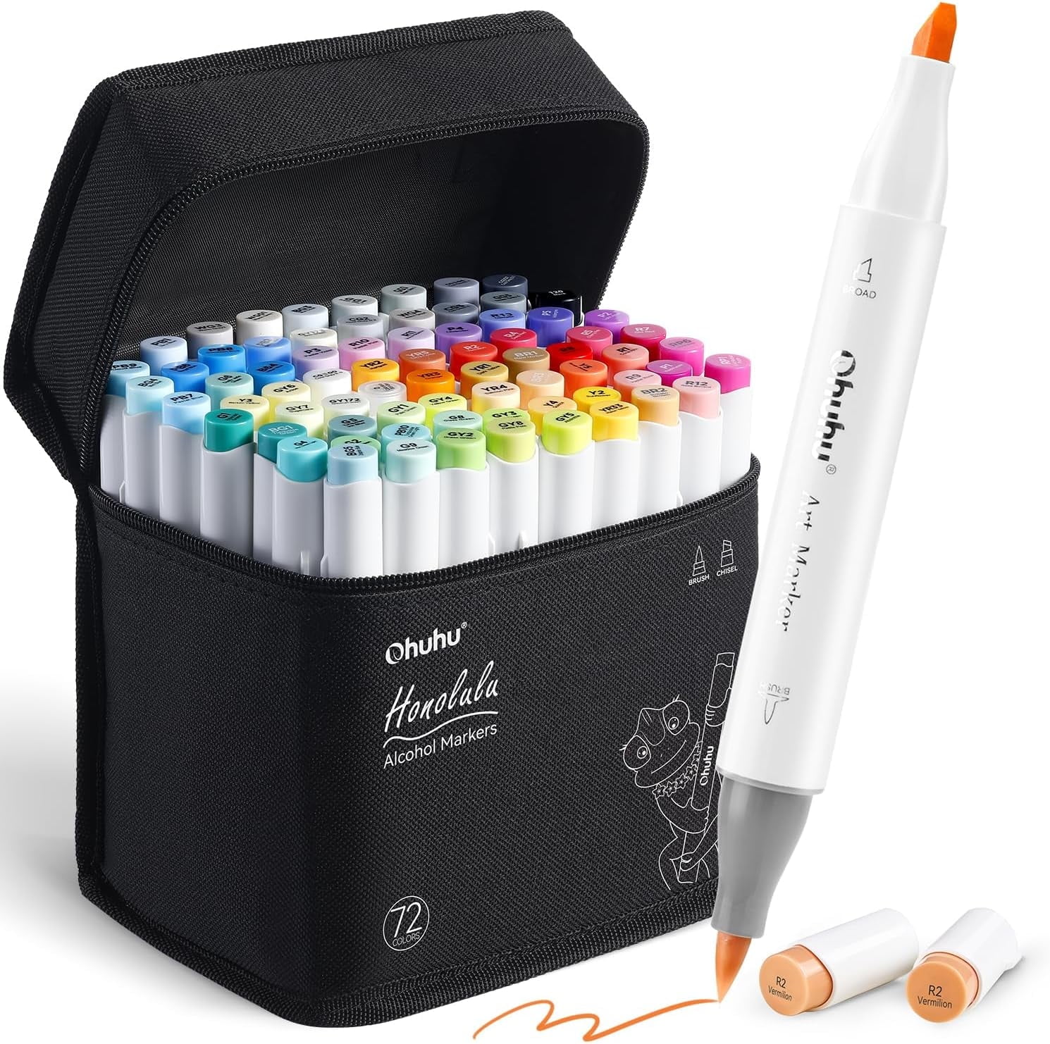 Ohuhu Alcohol Markers 72 Colors Double Tipped Sketch Marker Set Chisel ...