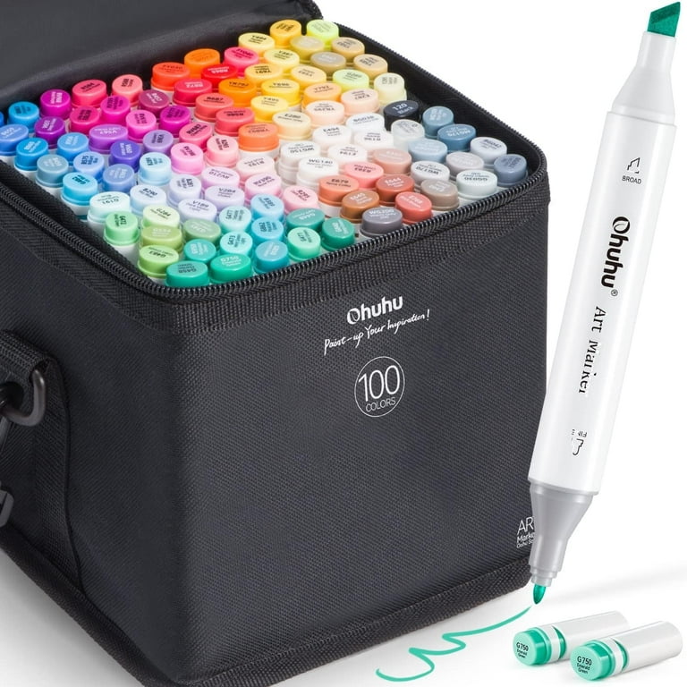 Ohuhu Alcohol Markers Chisel & Fine Dual Tips - 100 Colors
