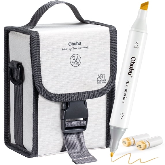Ohuhu 36 Skin-Tone Colors Fine-and-Chisel Dual Tips Alcohol-Based Art Markers + 1 Colorless Blender