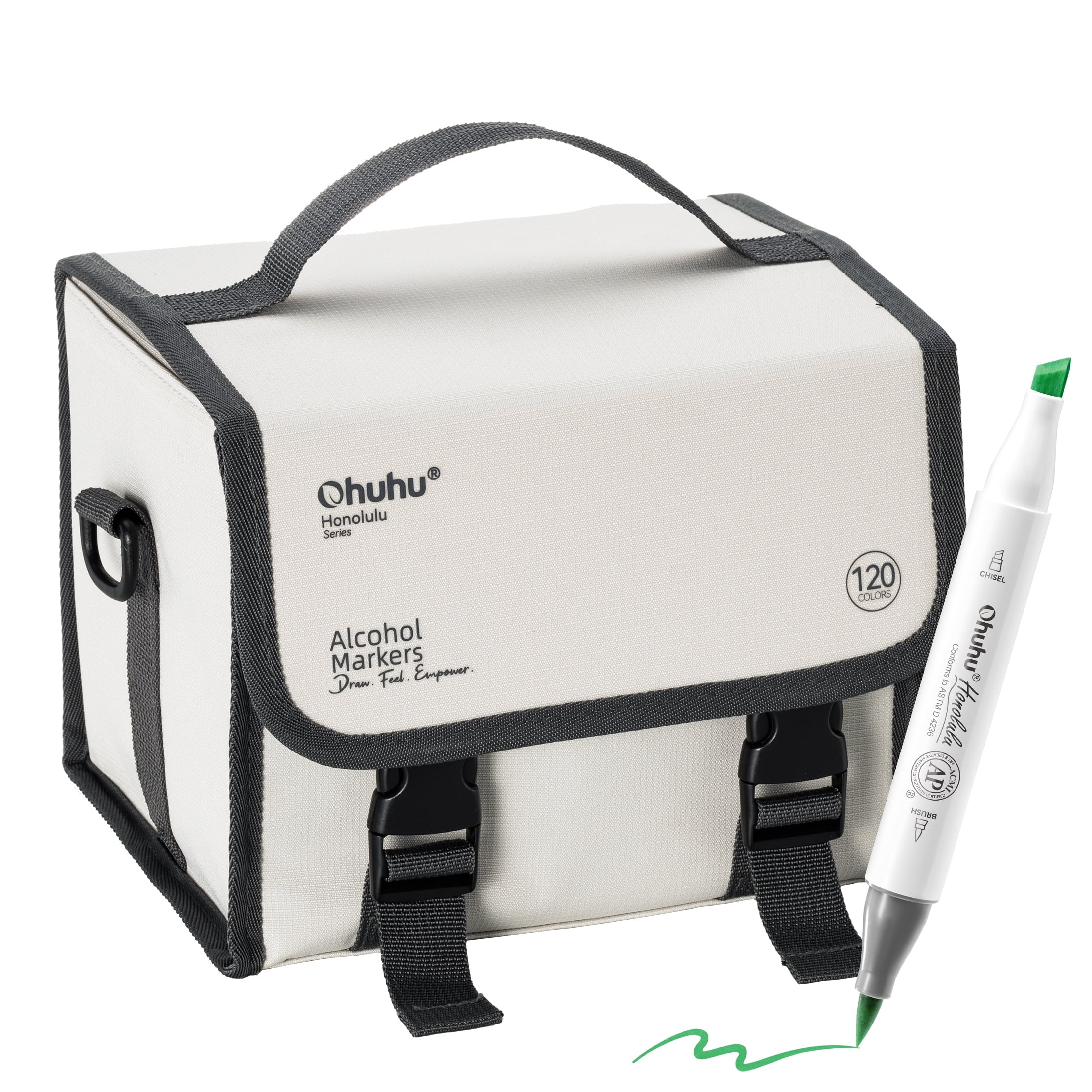 Ohuhu Honolulu Serie 120 Colors Markers Set Brush-and-Chisel Dual Tips Alcohol Art Markers