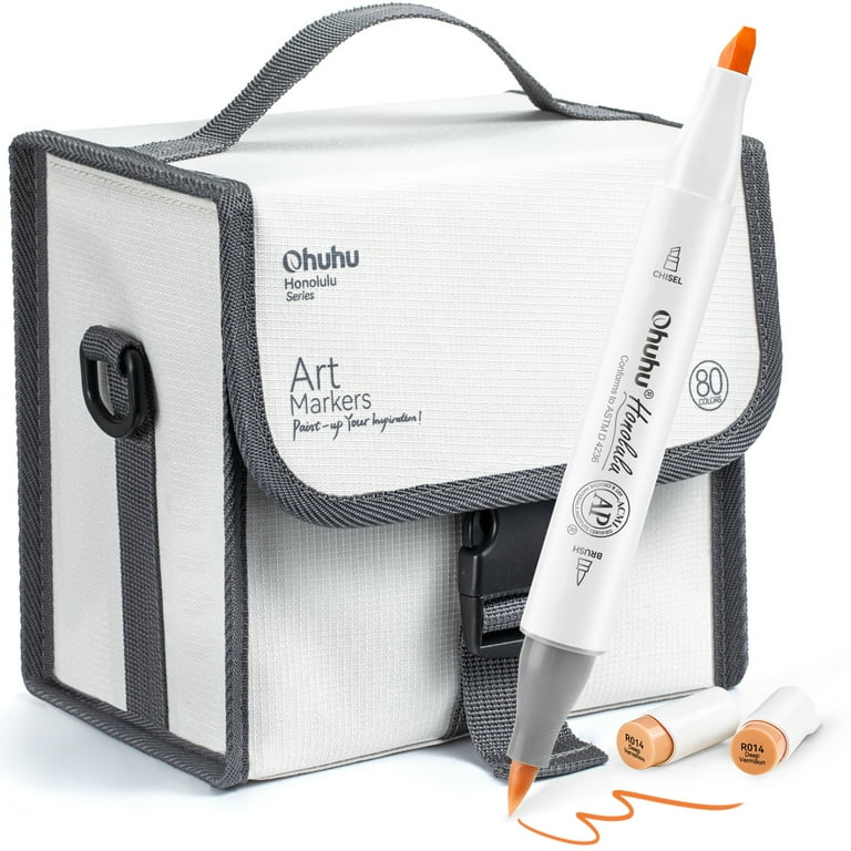Ohuhu Honolulu Serie 80 Colors Markers Set Brush-and-Chisel Dual