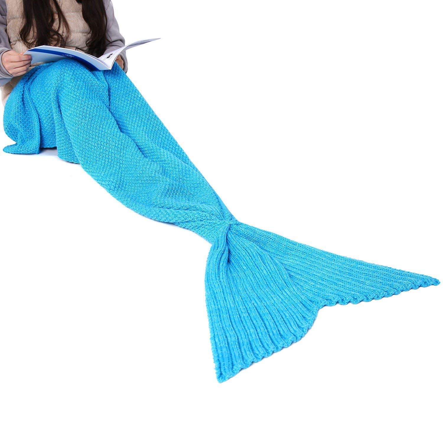 Ohuhu Mermaid Tail Blanket, Crochet Mermaid Blanket for Adult, Soft All Seasons Sleeping
