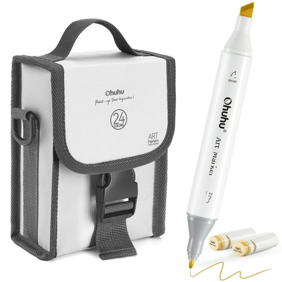 Ohuhu Oahu Series 24 Color Markers Set Fine-and-Chisel Dual Tips Alcohol Art Markers