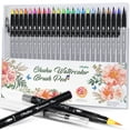 thumbnail image 1 of Ohuhu 24 Colors Professional Watercolor Brush Markers, Water-Based Drawing Pens with Blending Aqua Pen for Adult Coloring, Comic, Calligraphy, 1 of 9