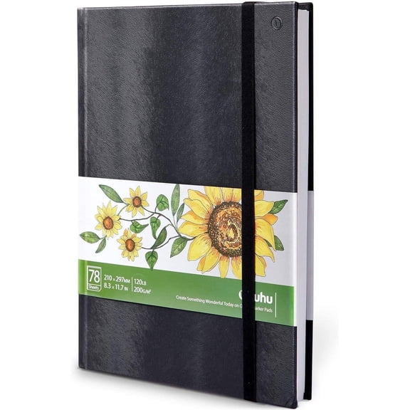 Ohuhu Hardcover Sketchbook, Marker Paper Pad, 78 Sheets, 8.3"x11.7", for Alcohol Markers & Drawing
