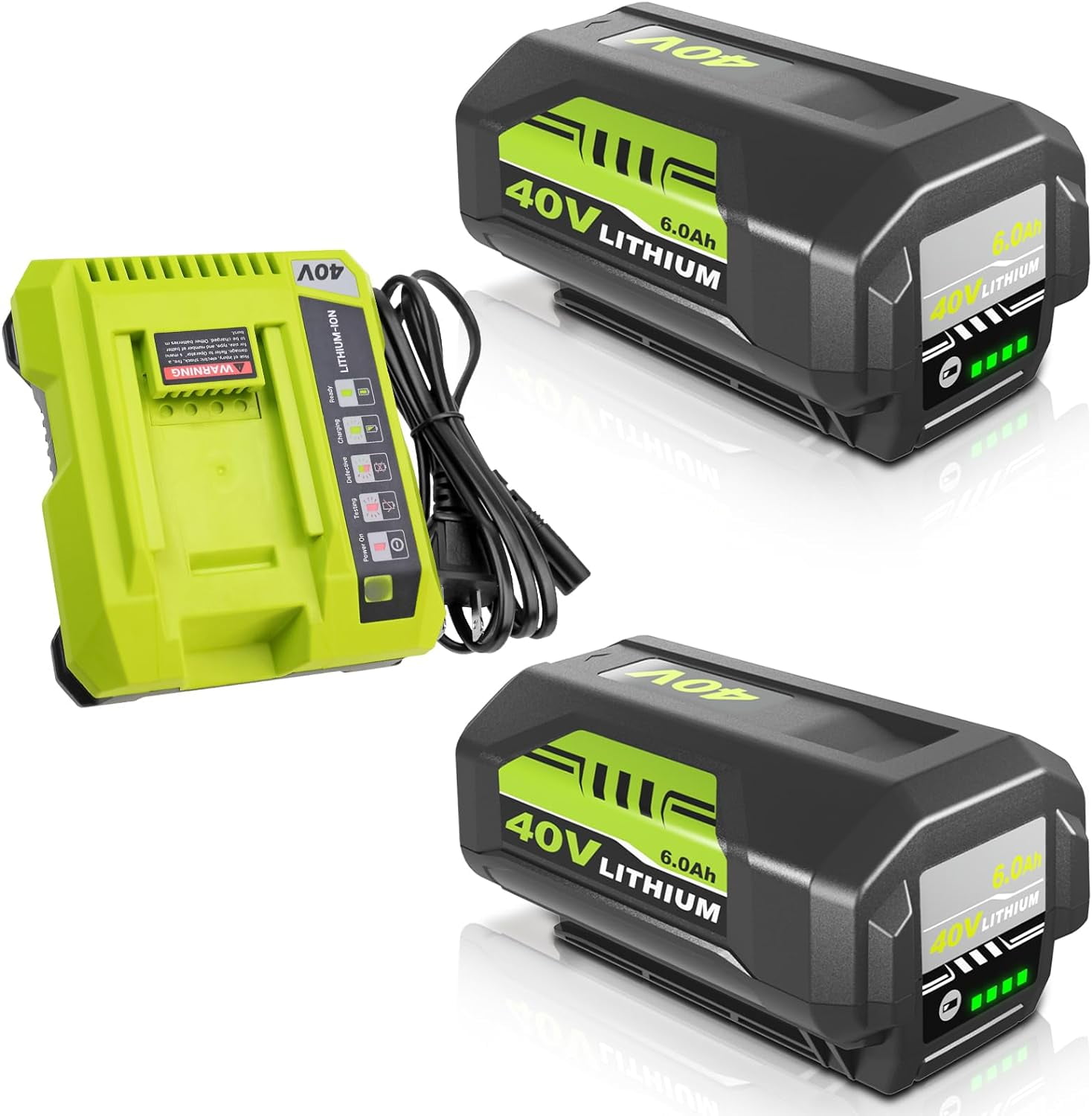 OP401 Fast Charger For Ryobi 40V Batteries - Replacement Charger Compatible With OP4040, OP4050, OP4030