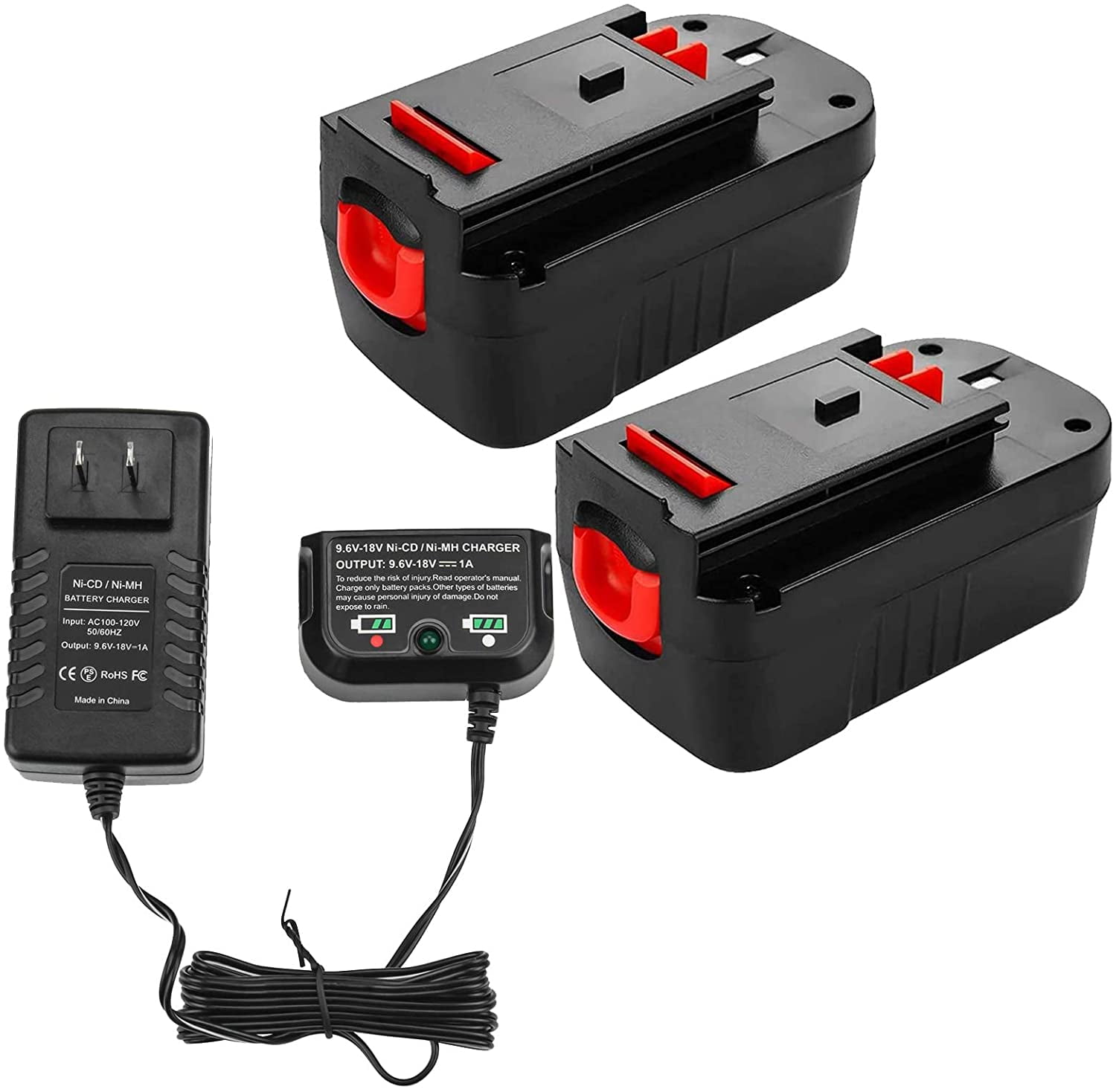 Black and Decker 2-Pack 18V Ni-Mh HPB18 Battery and Charger