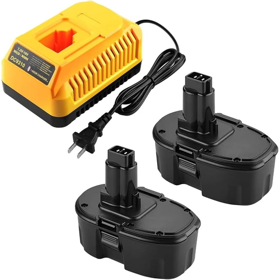 Ohyes Bat DC9096 18V 4.5 Ah Power Tool Battery with DC9310 Charger for Dewalt 18V Tools, 2 Count