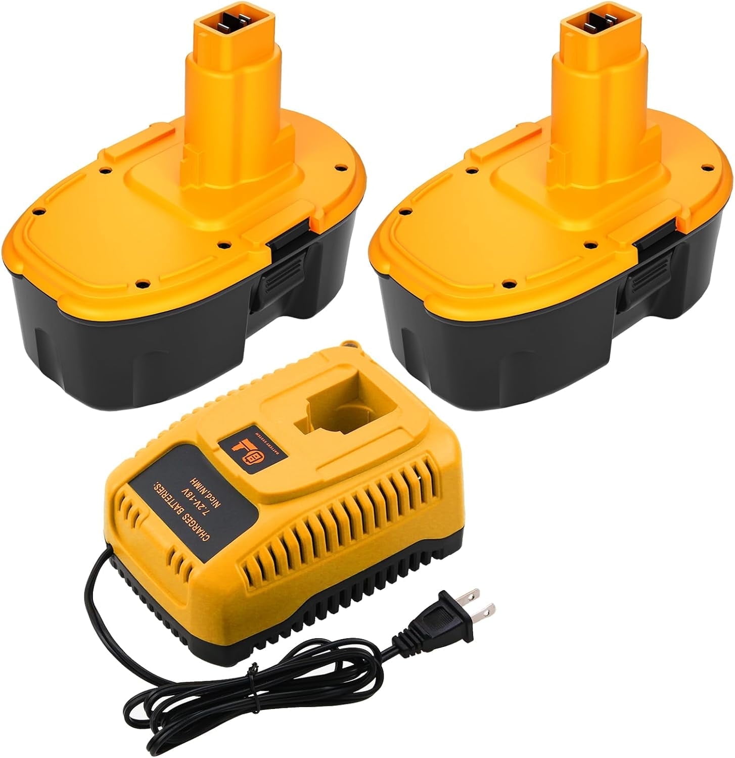 Ohyes Bat DC9096 18V 4.5 Ah Power Tool Battery with DC9310 Charger for Dewalt 18V Tools, 2 Count