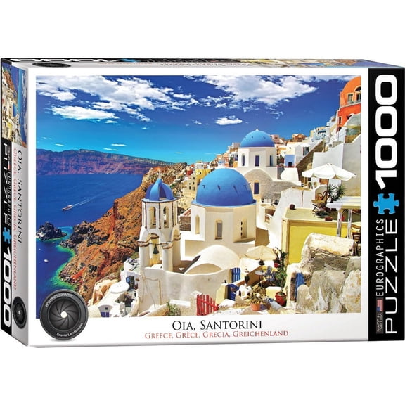 Oia Santorini Greece 1000-Piece Jigsaw Puzzle  Iconic Cliffside Village & Blue Domes Scenic Puzzle