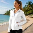 thumbnail image 1 of Oiangi 1/4 Zip Sun Shirts Women UPF 50+ Protection SPF Tops Long Sleeve Quick Dry Hiking Shirts Thumb Holes with Pockets White M, 1 of 7