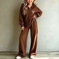 thumbnail image 1 of Oiangi 2 Piece Outfits for Girl Winter Sweater Clothes Zip-Up Hoodie and Pant Fashion Knitted Sets Brown 12-13 Years, 1 of 5