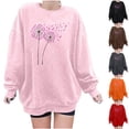 thumbnail image 1 of Oiangi Breast Cancer Sweatshirt for Women Pink Ribbon Long Sleeve Graphic Sweatshirts Casual Awareness Support Tops Orange 2XL, 1 of 4
