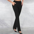 thumbnail image 1 of Oiangi Dress Pants for Women Straight Leg Elastic Waist Slacks Casual Office Work Pockets Trousers Black L, 1 of 6
