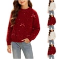 thumbnail image 1 of Oiangi Girl's Long Sleeve Crewneck Sweater Cozy Warm Fluffy Knit Pullover,Ideal for Halloween White 9-10 Years, 1 of 7