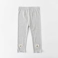 thumbnail image 1 of Oiangi Girls Capri Leggings Ribbed Knit Elastic Waist Athletic Pants Summer Lightweight School Uniform with Lettuce Hem Gray 3 Years, 1 of 5