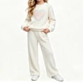 thumbnail image 1 of Oiangi Girls Fall Clothes Outfits Lounge Knit Sets Crewneck Sweater and Pant for Cold Weather White 10-11Years, 1 of 9