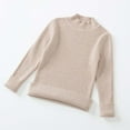 thumbnail image 1 of Oiangi Girls Turtle Neck Sweater Long Sleeve Cotton Knit Base Layer Fall Lightweight Cozy Pullover Tops Beige 7Years, 1 of 3