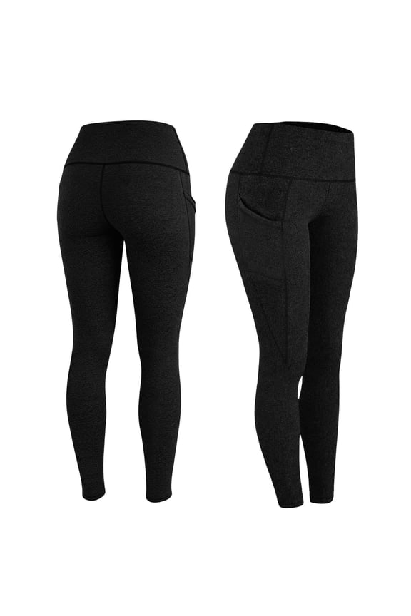 Leggings for Women High Rise Pocket Yoga Pants Stretchy Butt Lifting Trousers Quick Dry Skinny Workout Bottom Black L