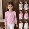 thumbnail image 1 of Oiangi Long Sleeve Shirts for Girl Peter Pan Collar Lettuce Hem Tops Soft Base Layer School Uniform for Fall White 9-10 Years, 1 of 8