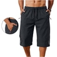 thumbnail image 1 of Oiangi Mens 3/4 Bike Capri Pants Drawstring Elastic Waist Running Workout Pants Reflective Stripes Pockets Active Trousers Gray 2XL, 1 of 9