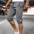 thumbnail image 1 of Oiangi Mens Athletic Capris Elastic Waist Drawstring Sweatpants Breathable Joggers Gym Running Workout Capri Pants with Pockets Gray S, 1 of 9