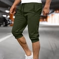 thumbnail image 1 of Oiangi Mens Athletic Capris Elastic Waist Drawstring Sweatpants Breathable Joggers Gym Running Workout Capri Pants with Pockets Green M, 1 of 9