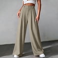 thumbnail image 1 of Oiangi Plus Size Dress Pants for Women Button Zipper Waistband Pleated Pants Casual Lightweight Business Work Pant Coffee 4XL, 1 of 6