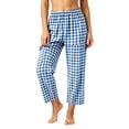 thumbnail image 1 of Oiangi Plus Size Gingham Pants for Women Elastic Waist Baggy Beach Pant Casual Comfy Plaid Pockets Trousers for Fall Blue M, 1 of 4