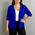 thumbnail image 1 of Oiangi Plus Size Lightweight Cardigan for Women Half Sleeve Open Front Coverups Casual Soft Sweaters for Fall Travel Blue 5XL, 1 of 8
