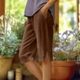 thumbnail image 1 of Oiangi Plus Size Shorts for Women Cotton Linen Split Hem Shorts Causal Straight Leg Boho Shorts with Pockets Brown L, 1 of 6
