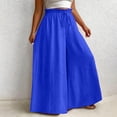 thumbnail image 1 of Oiangi Plus Size Wide Leg Pants for Women Ruffled Elastic Waist Palazzo Pant Casual Flowy Drawstring Basic Trousers for Travel Blue 4XL, 1 of 6