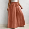thumbnail image 1 of Oiangi Plus Size Wide Leg Pants for Women Ruffled Elastic Waist Palazzo Pant Casual Flowy Drawstring Basic Trousers for Travel Khaki L, 1 of 6
