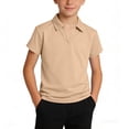 thumbnail image 1 of Oiangi Short Sleeve Shirts for Boy Lapel Henley V Neck Tops Casual Comfy Basic School Uniform Khaki 11 Years, 1 of 7