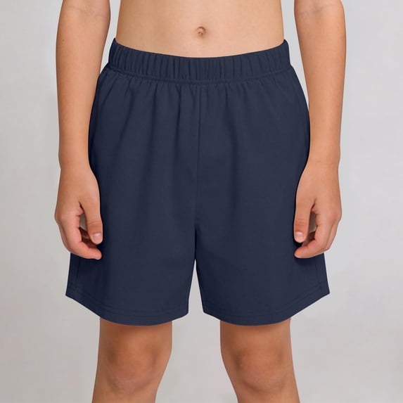 Oiangi Unisex Workout Shorts Elastic Waist Loose Fit Track Shorts Summer School Uniform Shorts Navy 8-9 Years