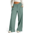 thumbnail image 1 of Oiangi Wide Leg Sweatpants for Women Elastic Waist Baggy Active Trousers with Pockets Green XL, 1 of 5