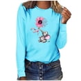 thumbnail image 1 of Oiangi Women's Breast Cancer Shirts Pink Ribbon Long Sleeve Crewneck T-Shirts Fall Casual Awareness Support Tops Blue S, 1 of 3