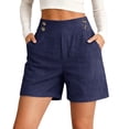 thumbnail image 1 of Oiangi Women's Dress Shorts High Waist Flat Front Shorts Casual Business Office Work Shorts with Pockets Navy 2XL, 1 of 5