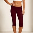 thumbnail image 1 of Oiangi Women's Foldover Capri Leggings High Waist Stretch Yoga Capris Ruched Slim Fit Basic Cropped Pants Wine XL, 1 of 6