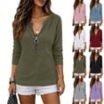 thumbnail image 1 of Oiangi Women's Half Zip Long Sleeve Shirts Crewneck Fashion Streetwear Pullover Tops for Fall Winter Pink M, 1 of 8