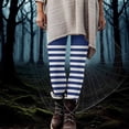 thumbnail image 1 of Oiangi Women's Halloween Leggings Striped Print High Waist Yoga Pants Comfy Stretch Workout Pant to Wear with Dresses Dark Blue S, 1 of 8